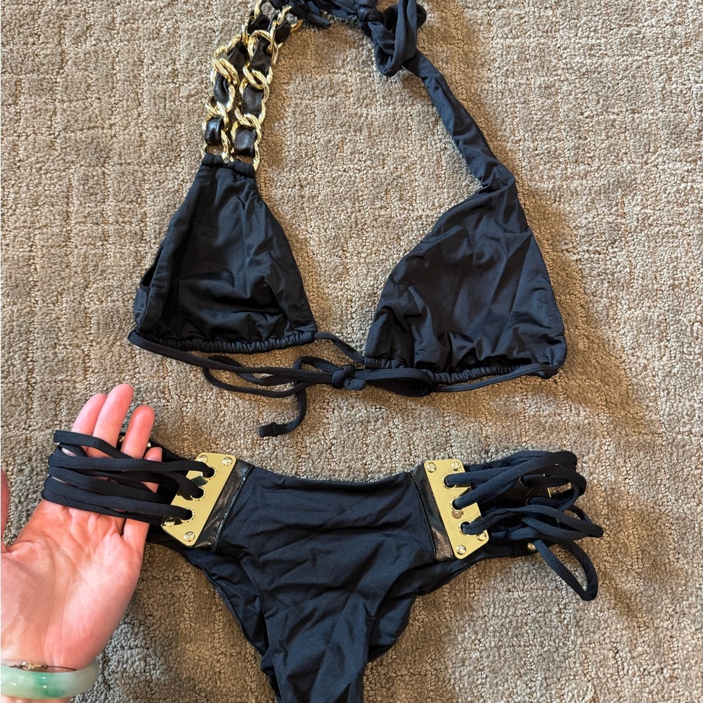 Beach Bunny Black and Gold Bikini